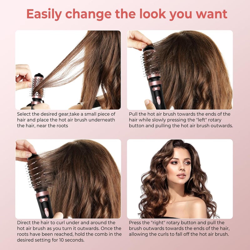 OKWRAP Hair Dryer Brush, 3-in-1 Rotating Round Hot Air Brush - Image 2
